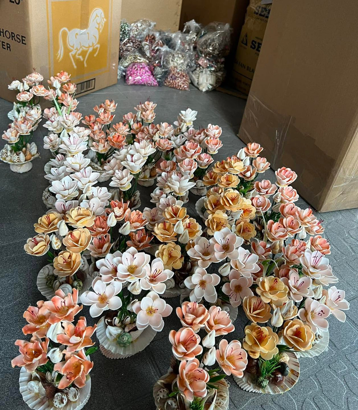 Handcrafted Seashell Flower Arrangements
